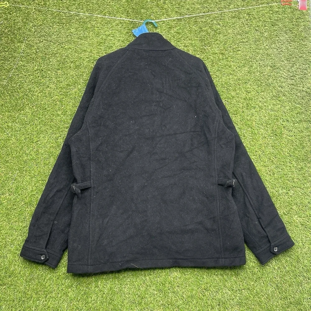 Polo Ralph Lauren Wool Jacket Mens Medium Black Bomber Full Zip Button Collar